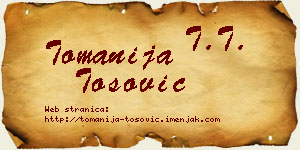 Tomanija Tošović vizit kartica